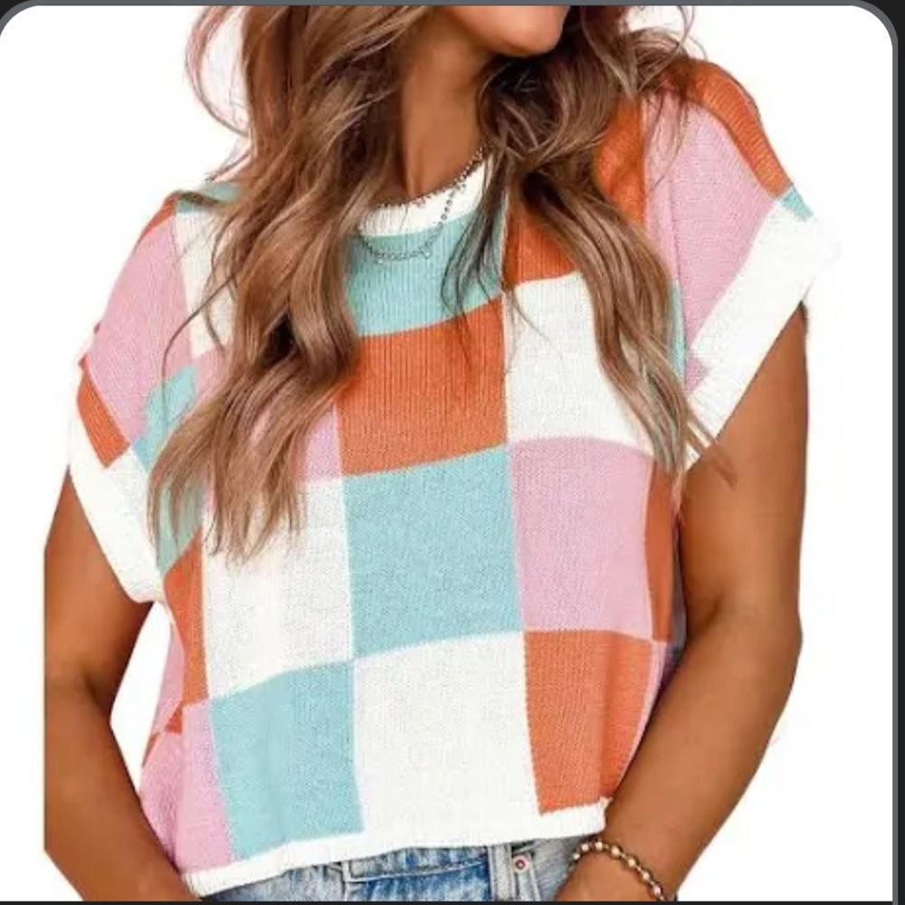 Colorful Checkered Sleeveless Top